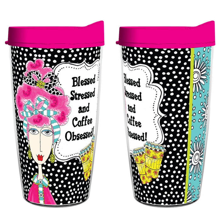 Blessed, Stressed And Coffee Obsessed 16oz Tumbler