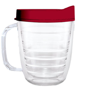 Clear Mug with Crimson Lid - 12oz - Smile Drinkware USASmile Drinkware USAtumblerClear Mug with Crimson Lid - 12oz tumbler Smile Drinkware USA