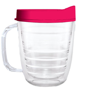 Clear Mug with Pink Lid - 12oz - Smile Drinkware USASmile Drinkware USAtumblerClear Mug with Pink Lid - 12oz tumbler Smile Drinkware USA