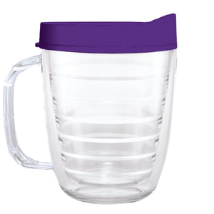 Clear Mug with Purple Lid - 12oz - Smile Drinkware USASmile Drinkware USAtumblerClear Mug with Purple Lid - 12oz tumbler Smile Drinkware USA