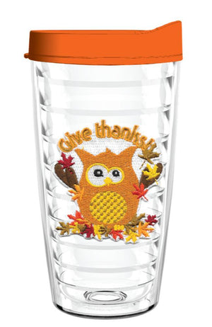 Give Thanks Owl - Smile Drinkware USASmile Drinkware USAtumblerGive Thanks Owl tumbler 16oz