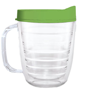 Clear Mug with Lime Green Lid - 12oz - Smile Drinkware USASmile Drinkware USAtumblerClear Mug with Lime Green Lid - 12oz tumbler Smile Drinkware USA