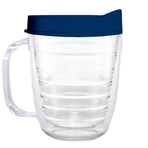 Clear Mug with Navy Blue Lid - 12oz - Smile Drinkware USASmile Drinkware USAtumblerClear Mug with Navy Blue Lid - 12oz tumbler Smile Drinkware USA