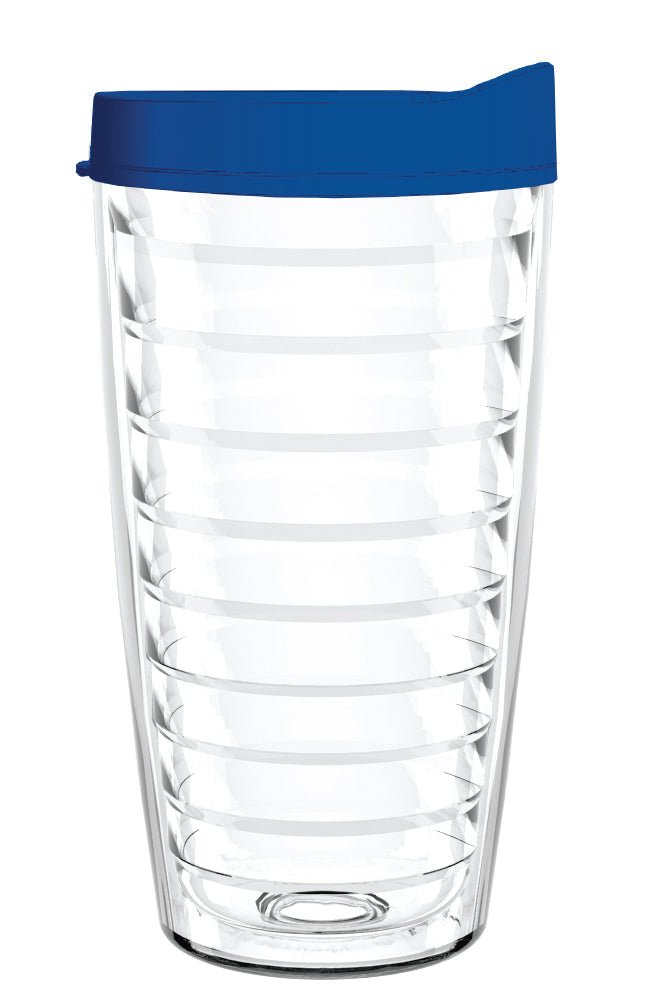 Clear Tumbler With Blue Lid