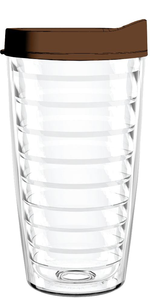 Clear Tumbler With Brown Lid