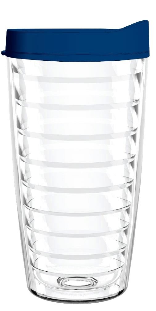 Clear Tumbler With Navy Blue Lid