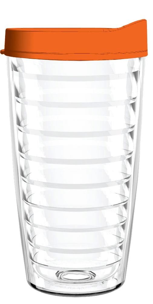 Clear Tumbler with Orange Lid