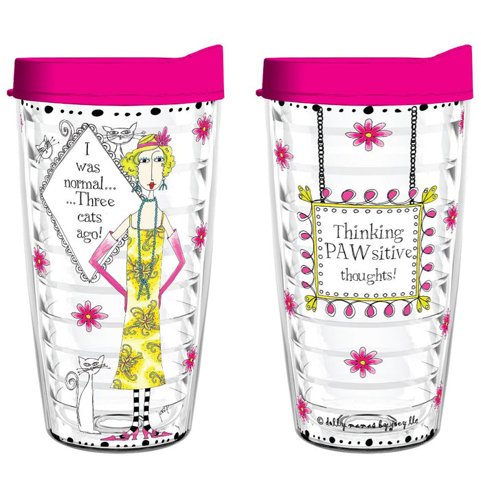 I was normal three Cats ago, thinking pawsitive thoughts 16oz Tumbler