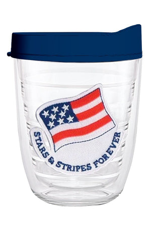 Stars and Stripes Forever - Smile Drinkware USASmile Drinkware USAtumblerStars and Stripes Forever tumbler 12oz insulated plastic tumbler with embroidered flag patch. Come with a blue lid and straw.