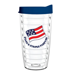 Stars and Stripes Forever - Smile Drinkware USASmile Drinkware USAtumblerStars and Stripes Forever tumbler 16oz insulated plastic tumbler with embroidered flag patch. Come with a blue lid and straw.